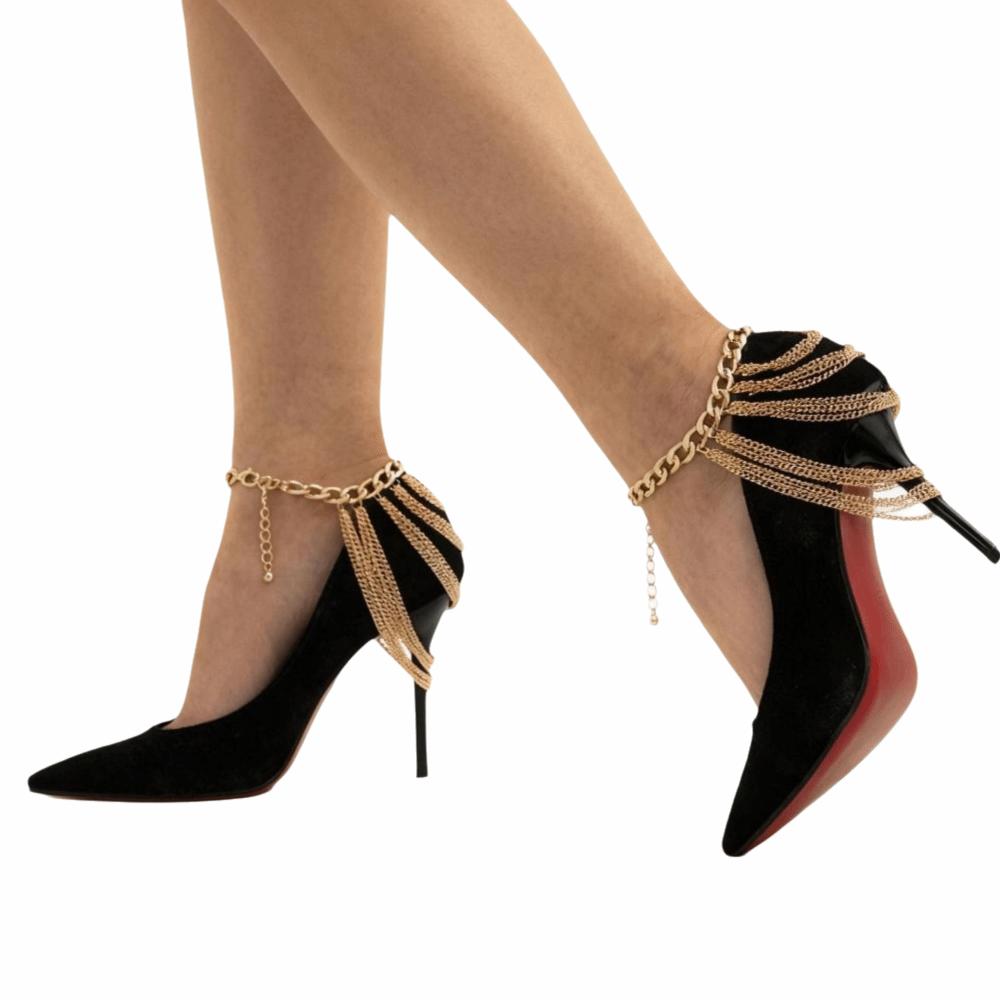 Metal Chain Punk High Heels Anklet Long Tassel Multilayer Anklet Chains  High Heel Shoes