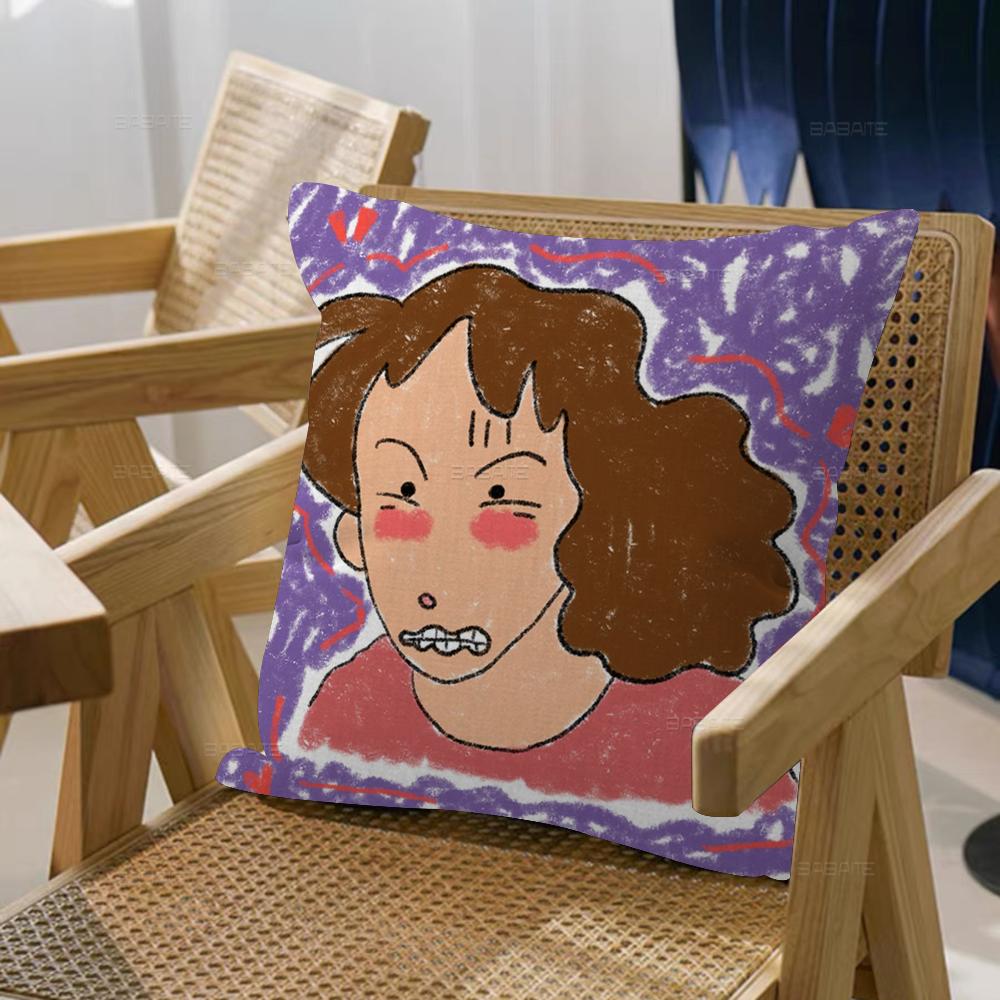 Watercolor Crayon Shin-chan Cushion Cover Car Throw Pillow Case For Sofa Car Christmas Gift 40x40cm 45x45cm