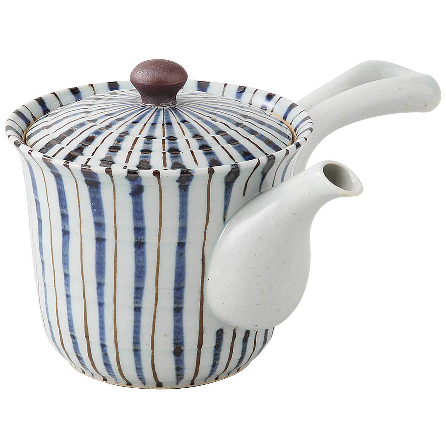 

Hasami Ware Issei Pottery Lightweight Teapot Super Mesh Tea Sabi Tokusa 287947 (with Strainer), Large, 460ml, Two-Color Pattern, Blue, синий