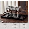 Handon 6-Piece Iceberg Waist Glass Cup Set with Black Iron Rack