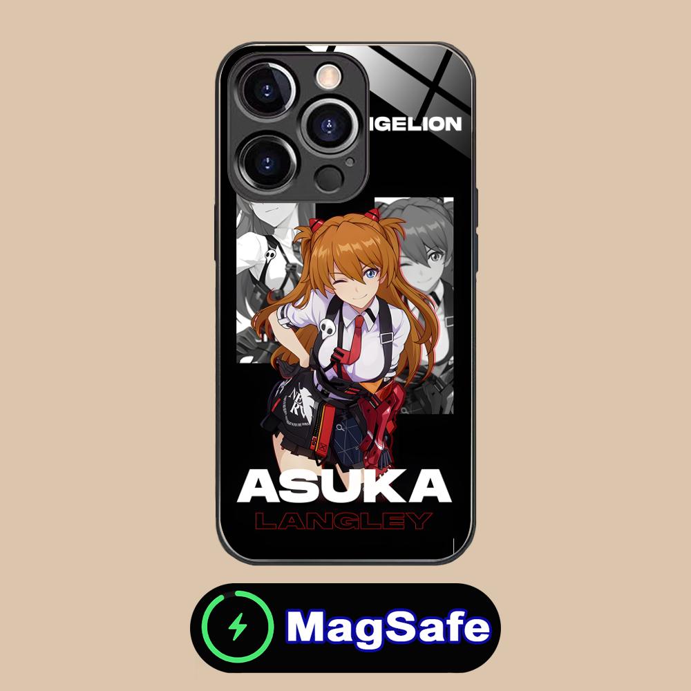 Anime EV Asuka Mobile Phone Case for iPhone 17 16 15 14 13 12 11 Air Pro Max Plus Mini MagSafe Glass Colorful Cover Cover Luxury
