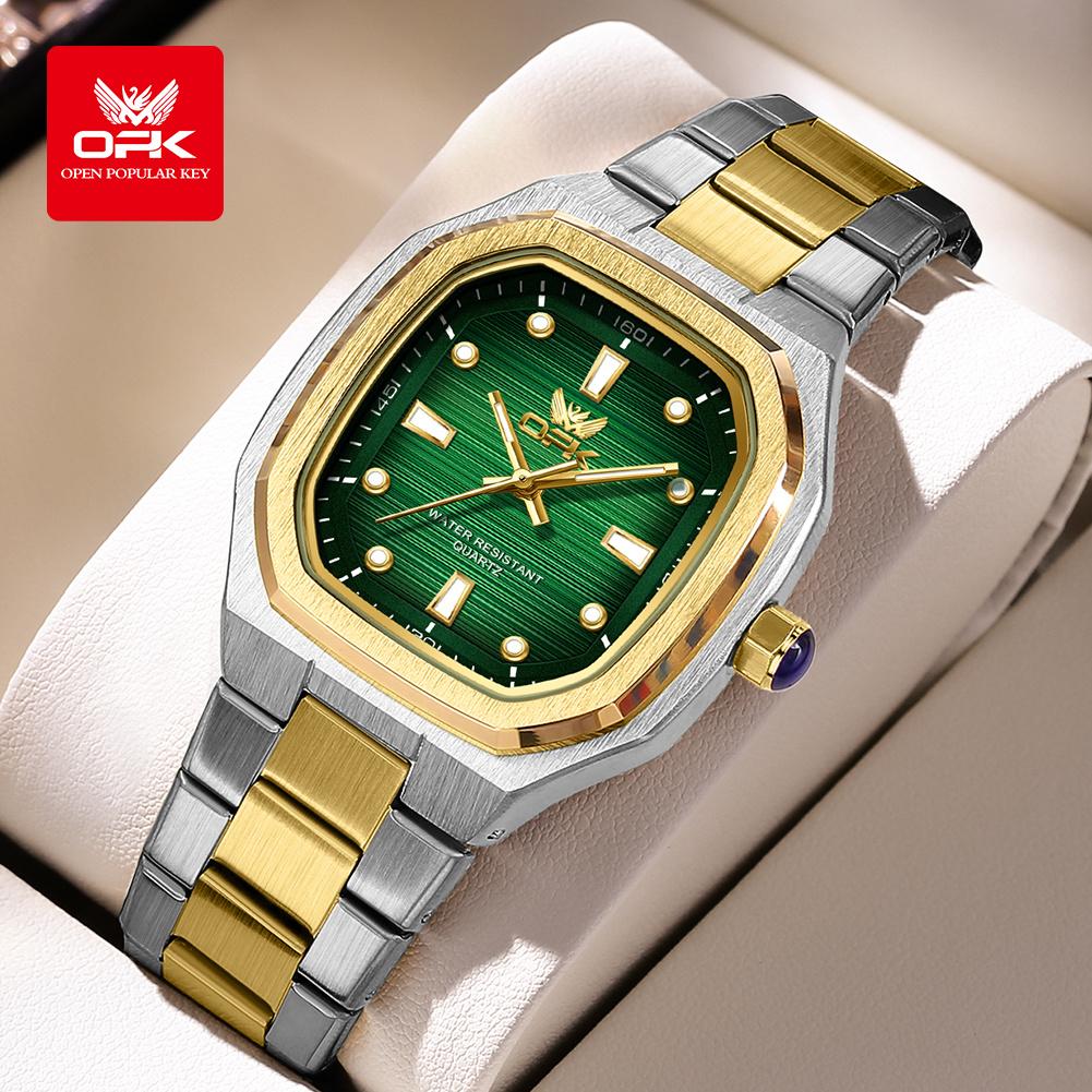 OPK 6044 Quartz Man Watch Steel Strap Waterproof Luminous Auto Date Men's Wristwatches Simple Fashion Watches For Men
