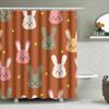Animal Print Shower Curtains Cute Bunny Rabbit Design 180Gsm Polyester Fabric Waterproof Home Decor Item For Bathrooms Orange Co