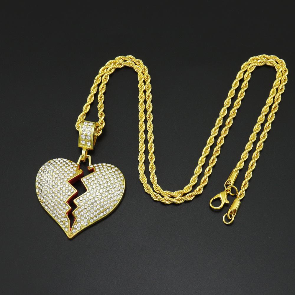 European Unisex Broken Heart Necklace - Trendy Sad Heartbeat Pendant