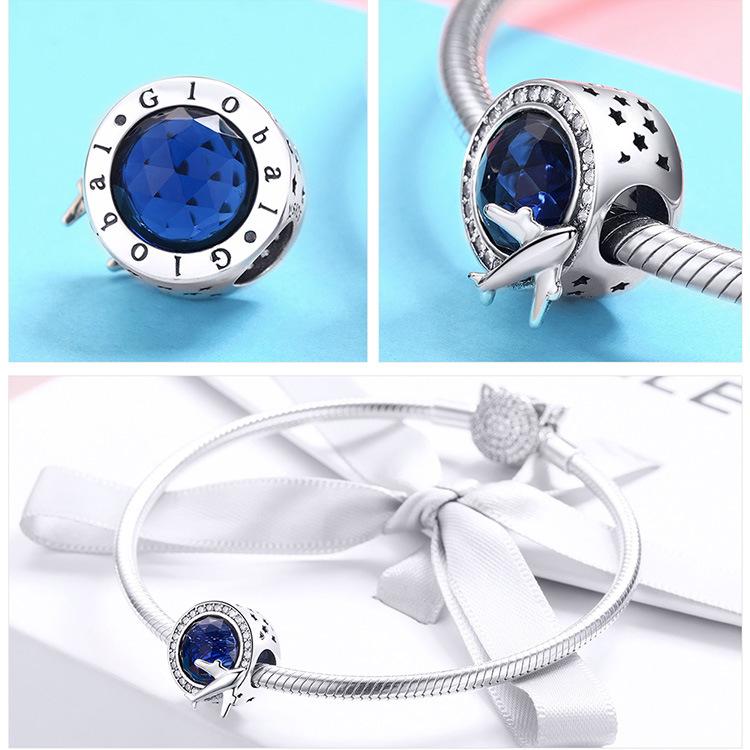 Travel Series Collection 925 Silver Loose Beads Car Airplane Luggage Diy Beaded Bracelet Accessories