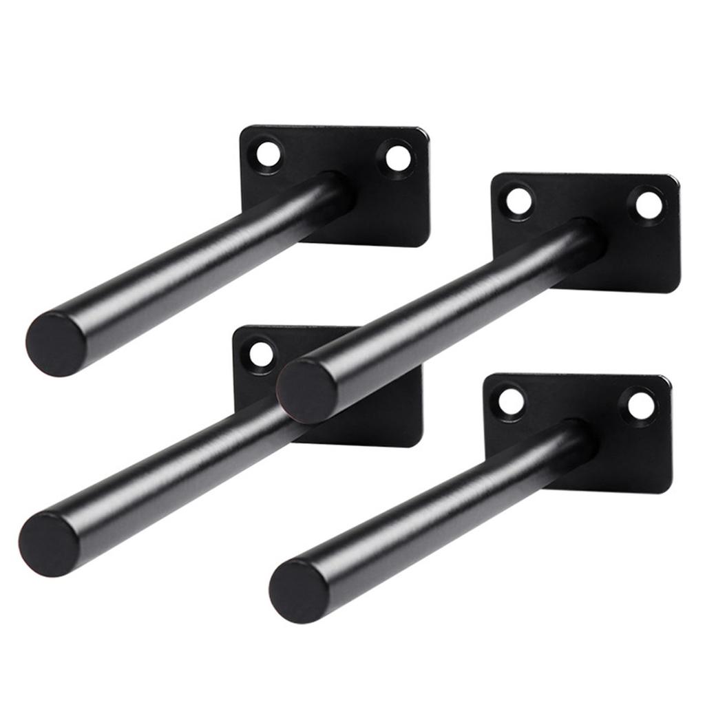 4 PCS Hidden Floating Shelf Bracket Round Wall Mount Shelf Supports Invisible Fixed Floating Holder A 01 2 Holes Black