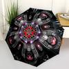 1PC Psychedelic Mandala Automatic Open/close Umbrella with 8-Rib Structure for Women/Men, All-Season Use - Travel Essential, Stylish Accessory, Highqu