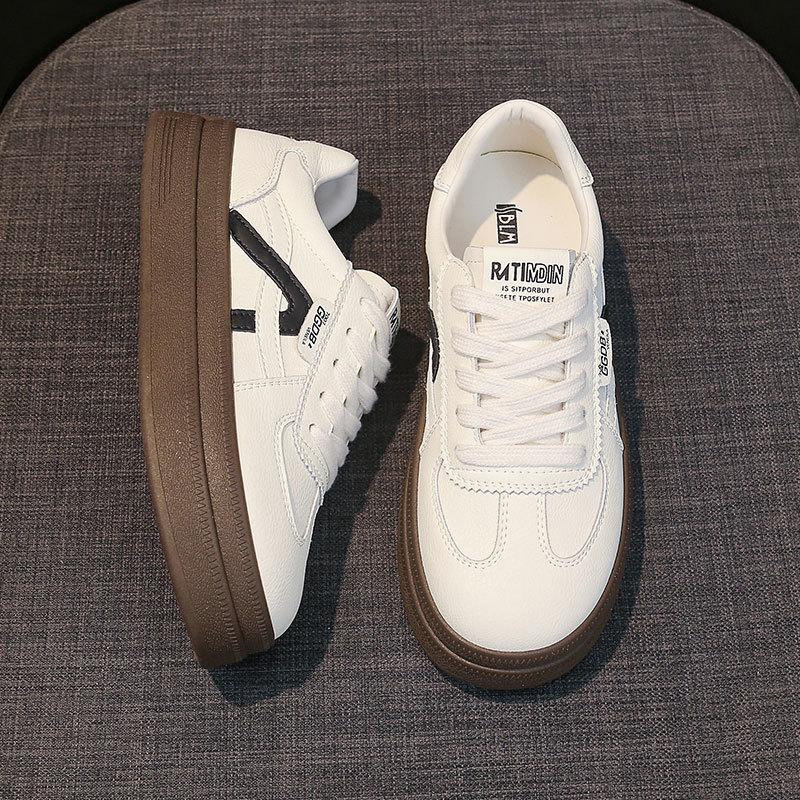 Cowhide version~ leather little white shoes women's 2025 autumn new versatile casual board shoes platform sports moral training shoes