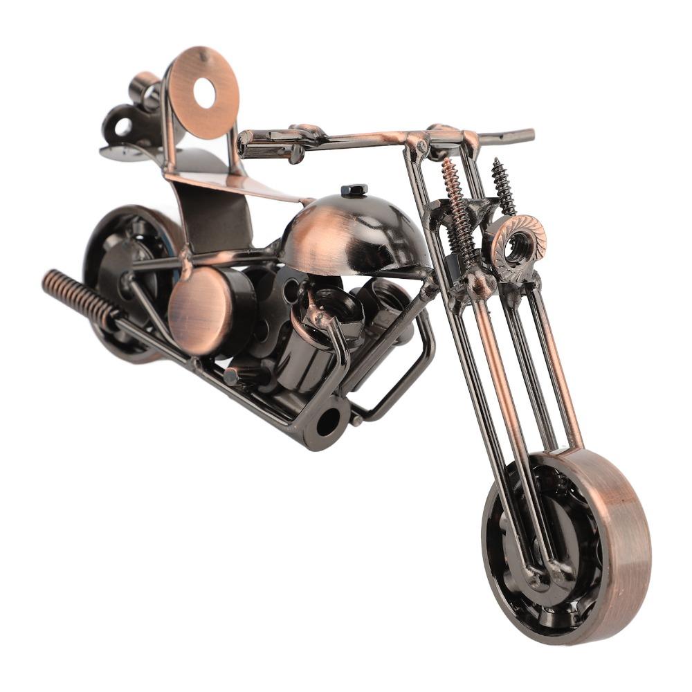 Movable Handlebar Motorcycle Ornament Handcrafted Metal Motorcycle Figurine Living Room Decor