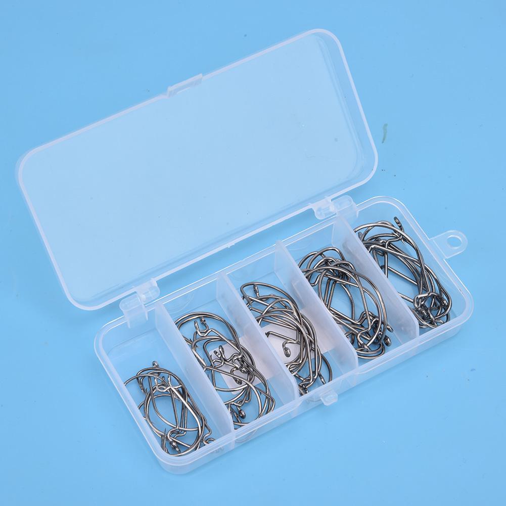 50PCS 2# 1# 1 0# 2 0# 3 0# High Carbon Steel Fishing Jig Hooks Set Fish Tackle Accessory Black