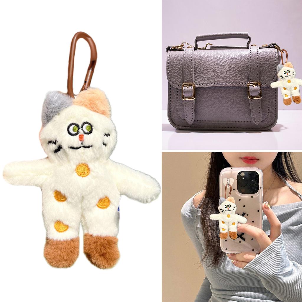 Figlarny Pluszowy Kot Brelok Ozdoba na Torbę Moda Ozdoby na Klucze Zawieszka Urok do Torby Lalki Prezent dla Modnej Osoby
