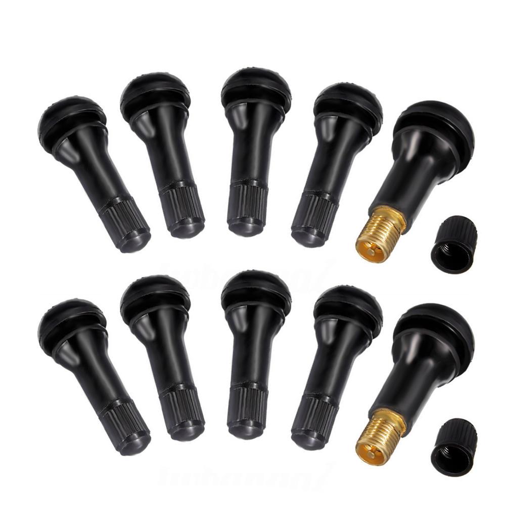10-50PCS TR413 Tubeless Car Wheel Tire Valve Stems with Caps Tyre Rubber Valves with Dust Caps Black Rubber Valve Stems