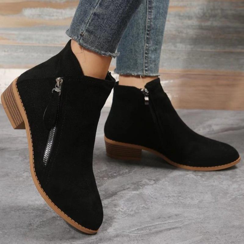 Fashion New Style Luxury Women Boots Autumn Suede Boots Women Fashion Plus Size 43 Platform Side Zipper Heeled Ankle Boots Zapatos Mujer