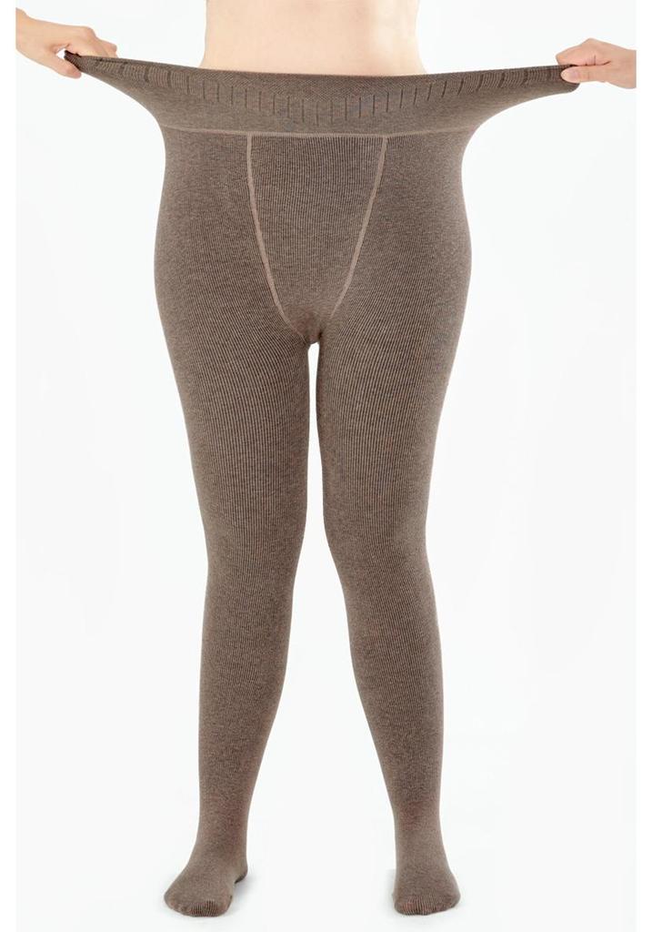 Plus Size Coffee Color Imitation Cashmere Base Layer Stockings with Velvet Cotton Stripe Tights (Up to 200 Jin).