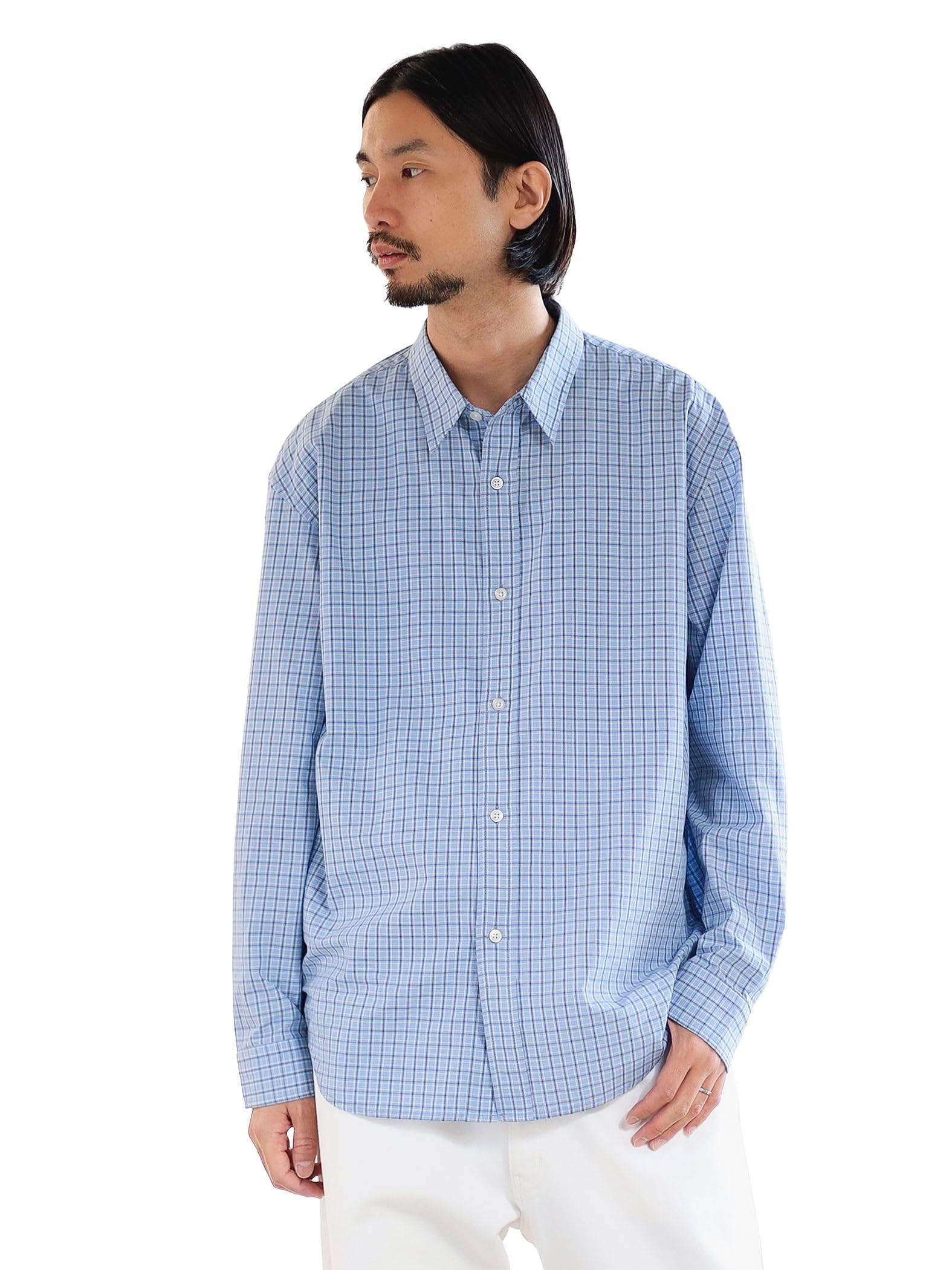 

B:MING LIFE STORE by BEAMS Ambience Small Check Shirt, Men s, Blue, Size S (92110377247)