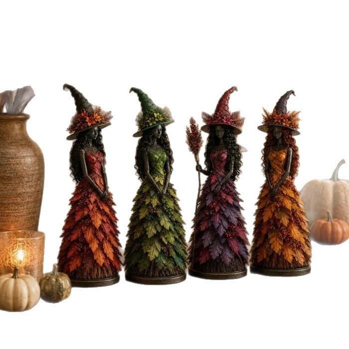 Statua Magica di Strega d'Autunno Statuetta Decorativa Per Decorazione Casa Ufficio