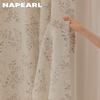 1 Stück NAPEARL Leinenstruktur Kleine Blume Halbtransparent Vorhang Beige Rankenblume Bodenlange Vorhänge für Schlafzimmer Wohnzimmer Heimdekoration