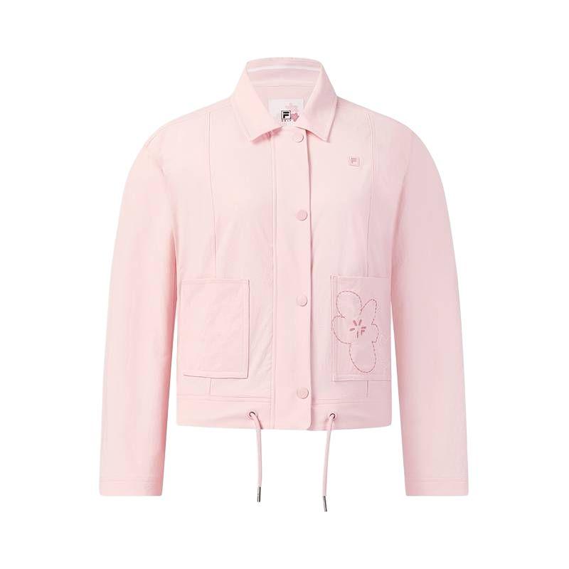 

FILA Comfortable Woven Polo Collar Zip Long Sleeve Jacket Women jackets A11W625719F-PK S