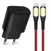 25W Fast Charger - E.F.Connection - 1M USB-C Cable - Red Nylon - Compatible Samsung S20 S21 S22 S23 S24 S25 FE