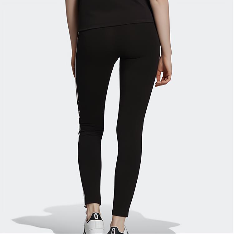 adidas Leggings Sportivi Retro Originali Vita Media Vestibilità Aderente Lunghi Pantaloni Sportivi Lavorati a Maglia Fondo Donna Nero DV2636