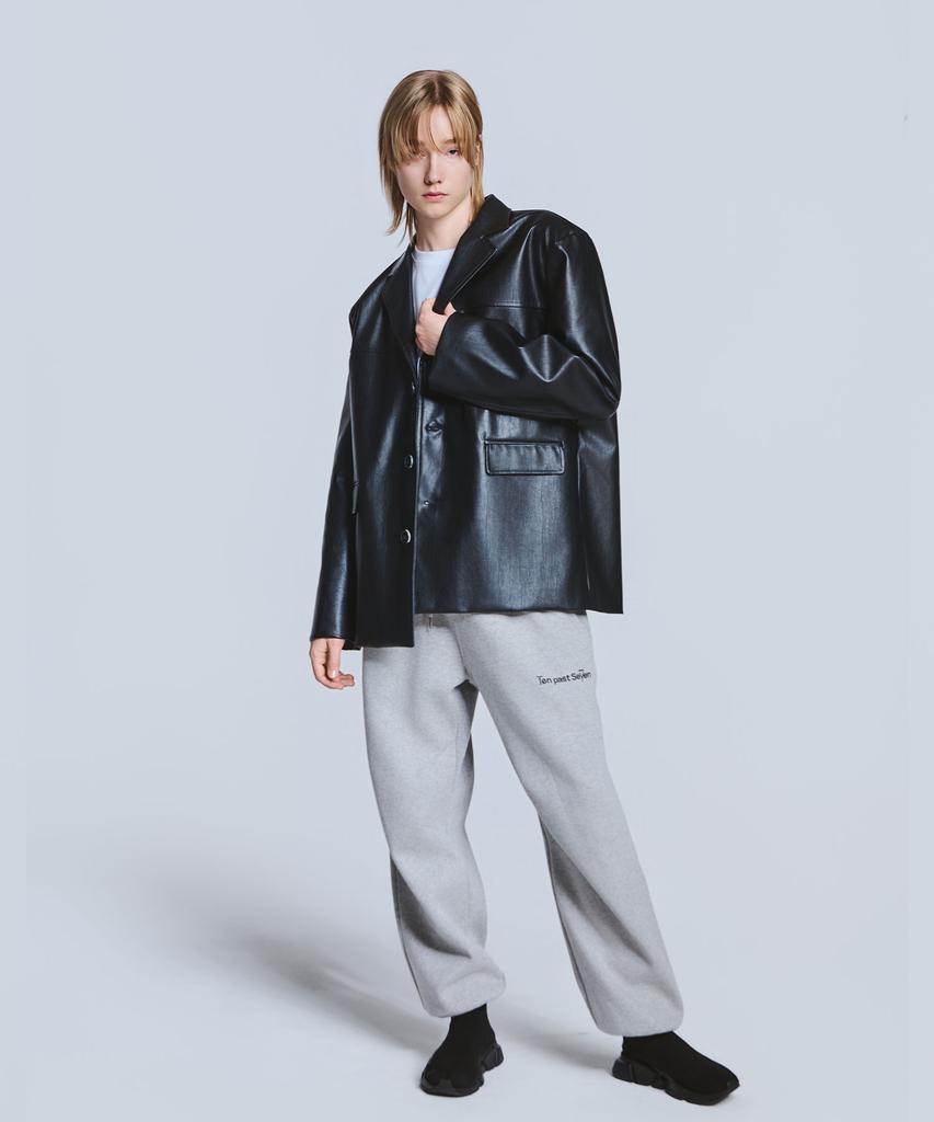 Ten Past Seven Faux Leather Single Jacket - Black