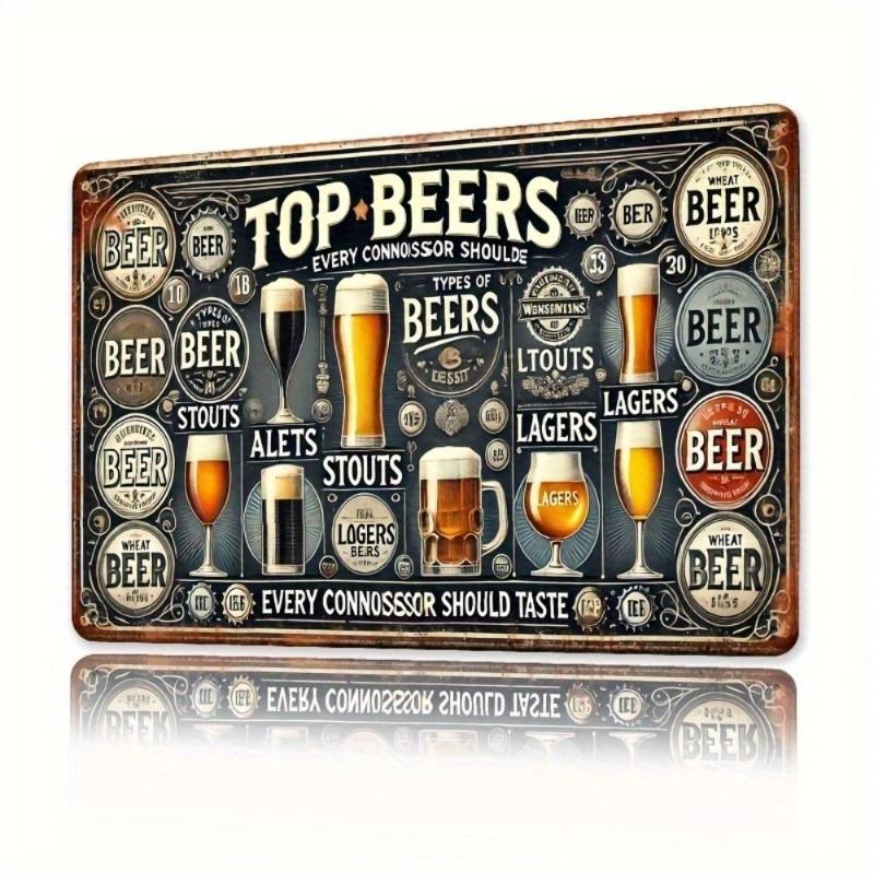 Vintage Beer Metal Sign, New Year Pub Decor Plaque