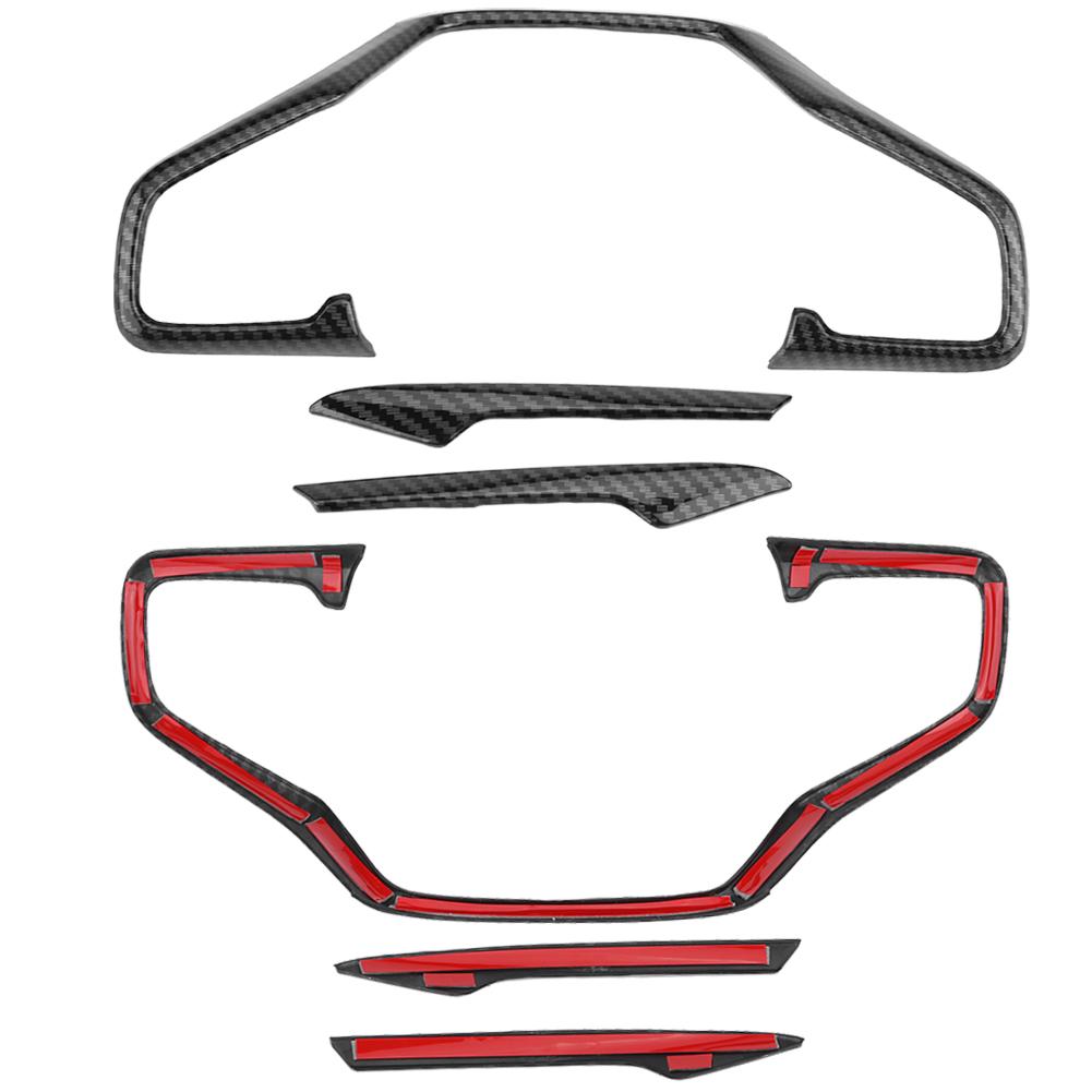 3pcs Carbon     Car Steering Wheel Frame Cover Trim Fit for     10th 16-18