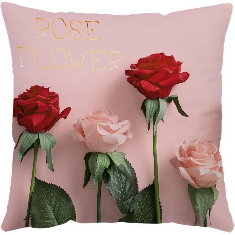 Luxury Home Decor Pillowcase Office Sofa Car Cushion Cover Rose Flower Print