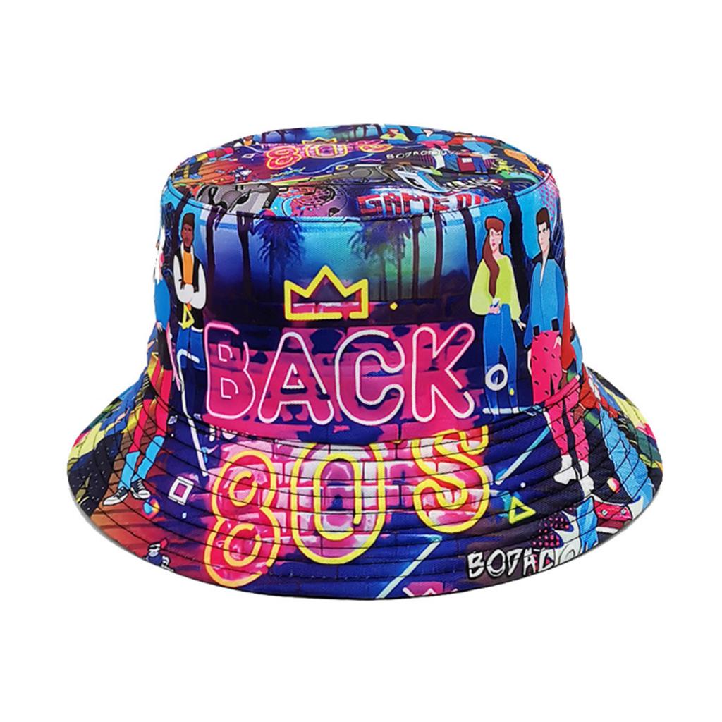 Cool Hiphop Hat Fisherman Hat for Teens Soft Brim Summer Sun Cap Reversible Dance Party Bucket Hat Outdoor Travel Hat