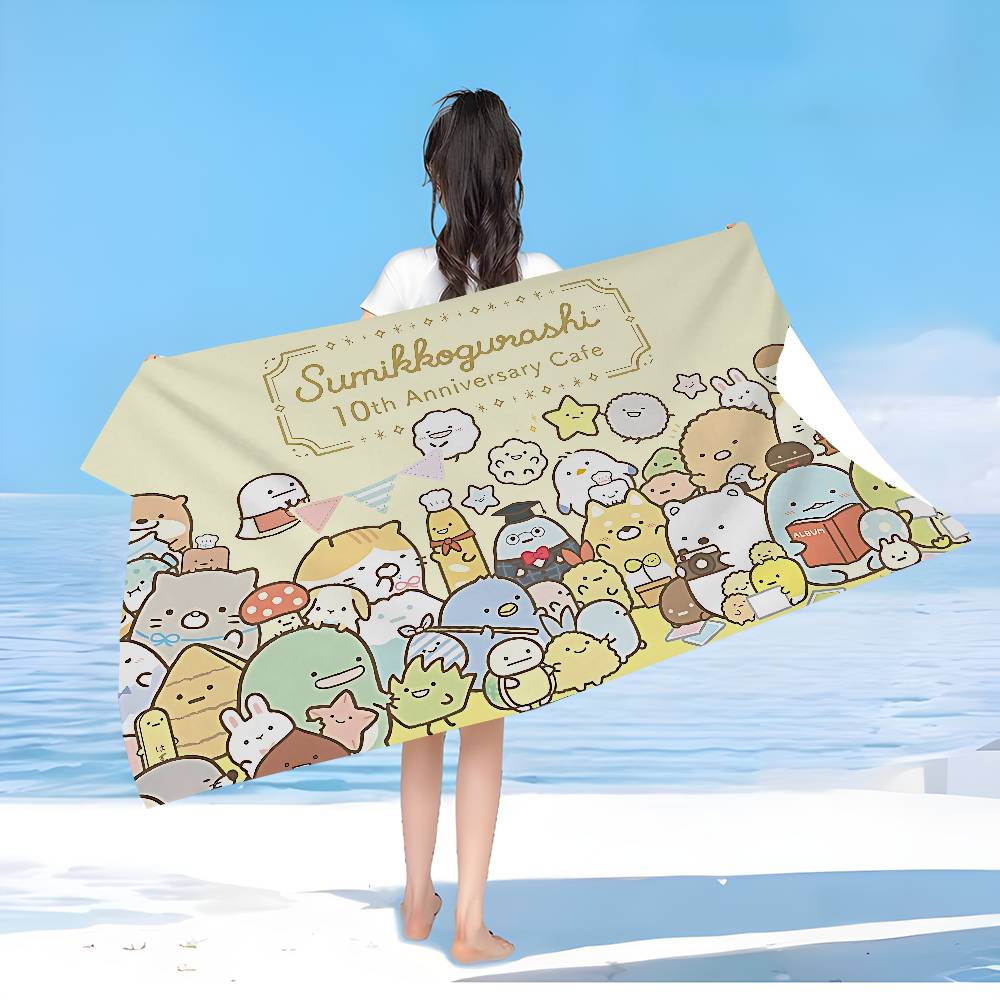 Classic Cartoon S-Sumikkogurashi Bath Towel Microfiber Soft Water Absorbing Breathable For Girl Kids Decorative Cartoon Towel