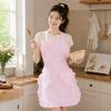 Long Pink Heart Apron, Ruffled Design with Pockets, Cute And Vintage Women'S ApronMaid Dress
