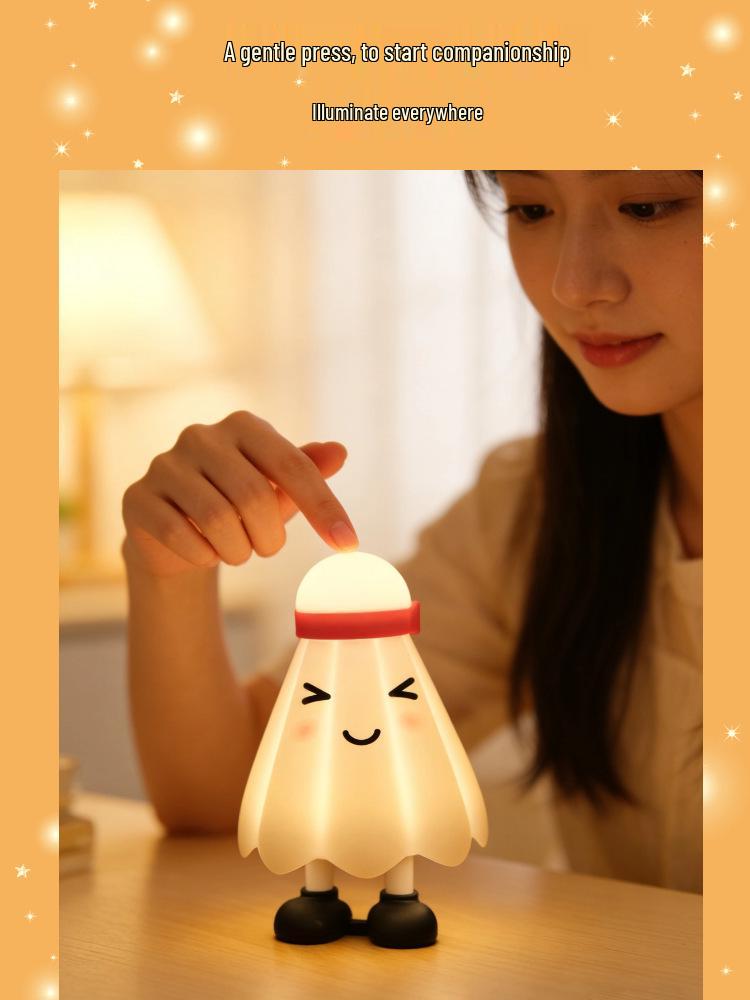 USB Rechargeable Cute Silicone Bedside Night Light with Three-Speed Dimming and Pat-Activated Feature