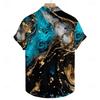 Men's Geometric Shirt Short Sleeve Abstract Casual Summer Turndown Button Up Red Blue Purple Green