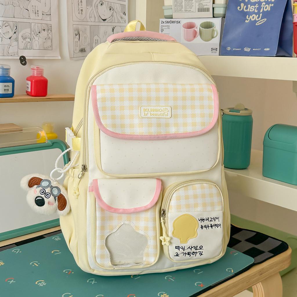 Schoolbag new schoolbag high value dopamine cute female backpack campus middle and high school students large capacity backpack pain bag