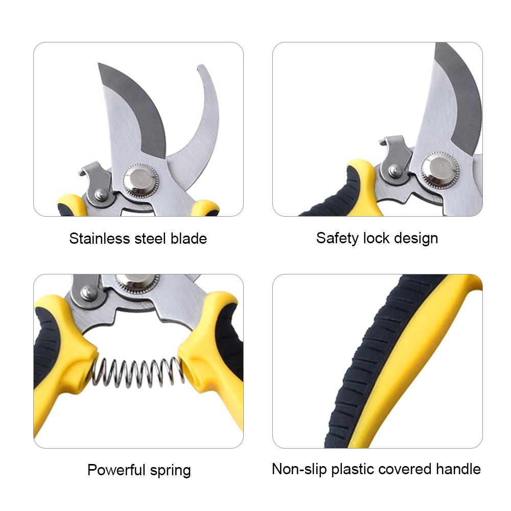 3 PCS Pruning Shears for Gardening Tree Trimming Hand Pruner Manual Garden Secateurs Branch Cutter Stainless Steel