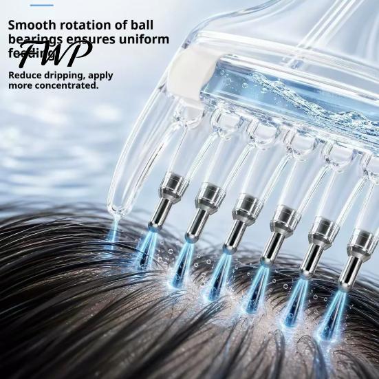 Scalp Applicator Essential Oil Comb, Round Massage Ball Teeth Design, 10ml Capacity, Scrubber for Hair Growth Clear Leakproof Portable Liquid