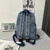 Denim Backpack Large Capacity Student Schoolbag Travel Commuter Backpack