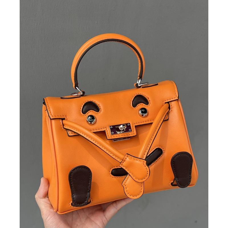 2025 Premium Head Layer Leather Smiling Face Bag+Millennium Doll Mini Bag Cute Crossbody Bag
