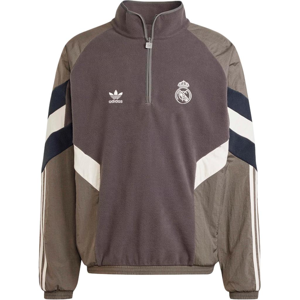 Adidas Originals FW24 Real Madrid Series Fashion Stand Collar Comfortable Soft Pullover Sweatshirt Men Sweatshirt Carbon-Gray IM7464