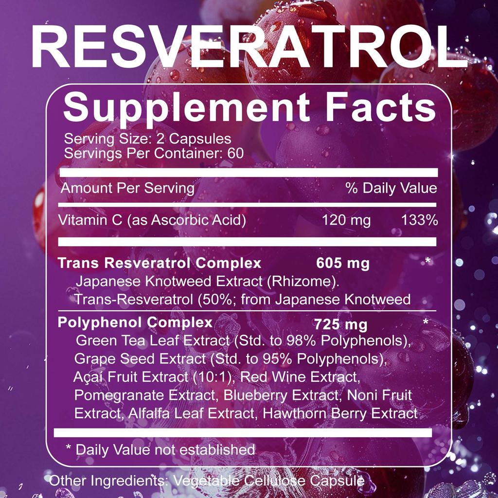 Premium Resveratrol Powerful Strength 1450mg,120 Capsules Antioxidant & Supports Healthy Immune System