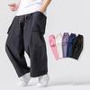 Chinese Style Men's Summer New Thin Large Size Hong Kong Style Loose Overalls Neutral Straight Wide-leg Pants American Style