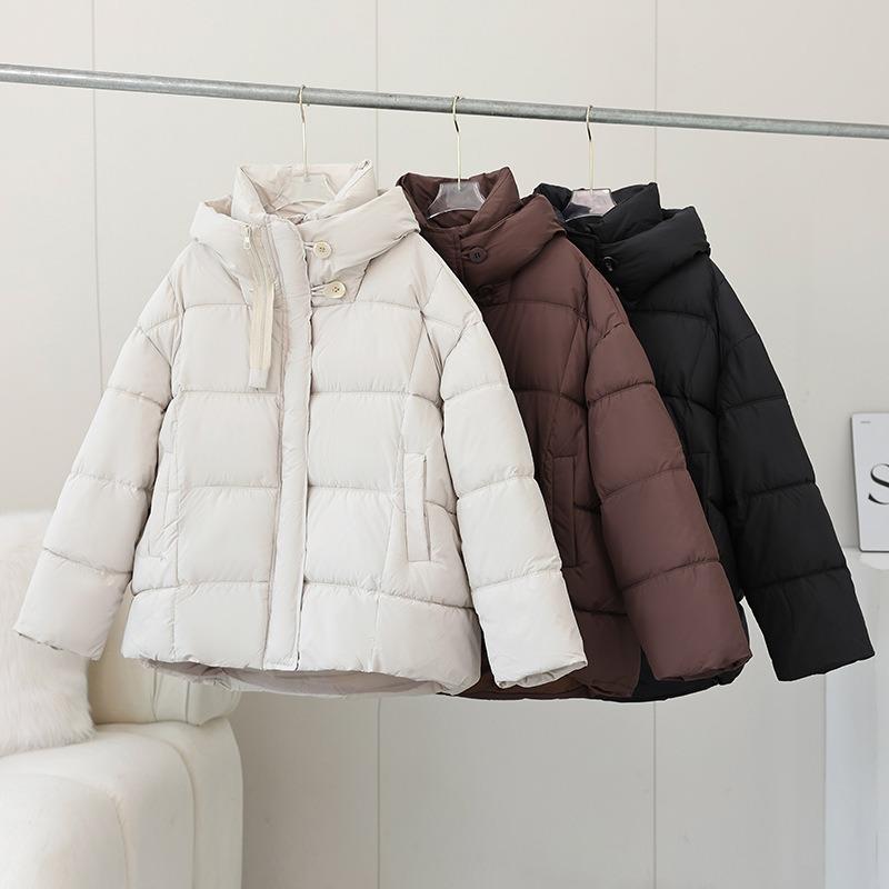 Sports simple cotton clothes New fashionable women's small thickened loose casual anti-season solid color bread clothes