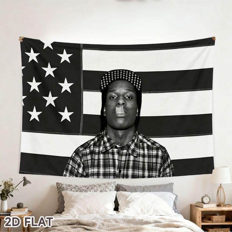 American Flag Hip-Hop Rap Tapestry, Street Punk Wall Hanging, Home Decor for Rap Fans In College Dorm Rooms and Bedrooms