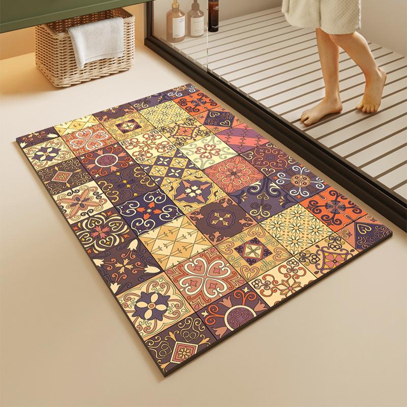 

Американский цветочный коврик для ванной из диатомовой земли – Нескользящий, Моющийся, Впитывающий и Грязеотталкивающий коврик для пола 40*60cm Upgraded Diatomaceous Earth