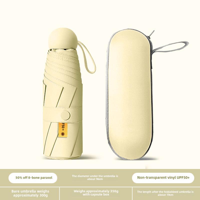 Compact Dual-Use Capsule Umbrella: Portable, Foldable, Lightweight, Sun & Rain Protection