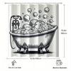 Vintage Clawfoot Bathtub Illustration Shower Curtain 1Pc With 12 Hooks For Bathroom Home Decor Polyester 70.8X70.8 Inch