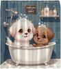 Funny Dog Shower Curtain Bathing In Bathtub Bubbles Cute Puppy Pets Rustic Animals Cartoon Polyester Fabric Bath Curtain 90x180