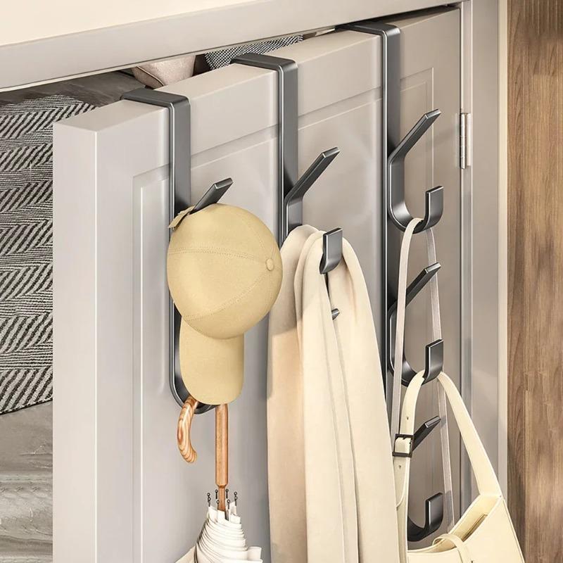 Ultra-Sleek Door Hook: Heavy-Duty Metal Rack for Hats, Bags & Coats