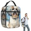 Shih Tzu Στην Παραλία Θερμική Τσάντα Μεσημεριανού για Γυναίκες Παιδιά Φορητά Κουτιά Φαγητού Θερμικό Κουτί Μεσημεριανού Τσάντα