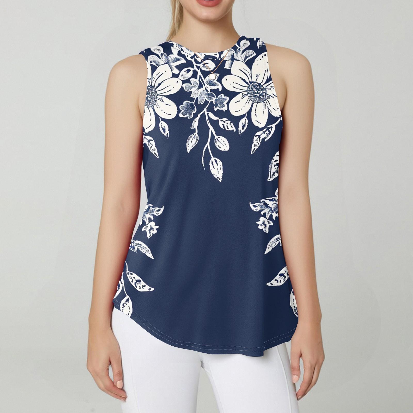 Женская модная повседневная майка без рукавов с винтажным принтом, топ без рукавов с круглым вырезом XXL